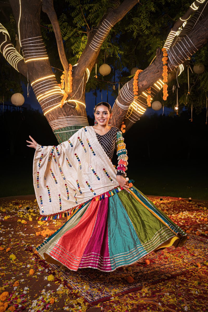 Mirror Work Dupatta – Navratri Festival Lehenga