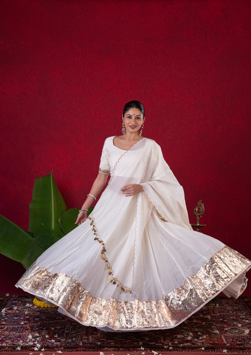 Ivory Gold Anarkali – Festive Occasion Wear